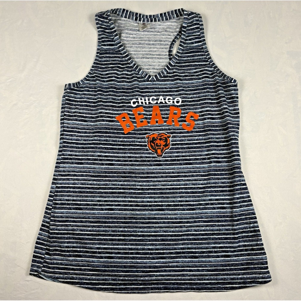 Chicago Bears Womens M Tank Top Medium NFL Team Apparel Navy Striped Racerback